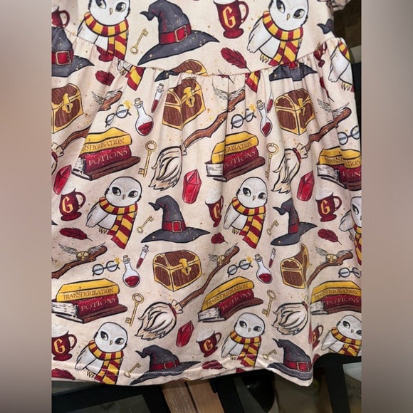 Harry Potter toddler girl dress sorting hat owls scarf golden quidditch print - Picture 4 of 5